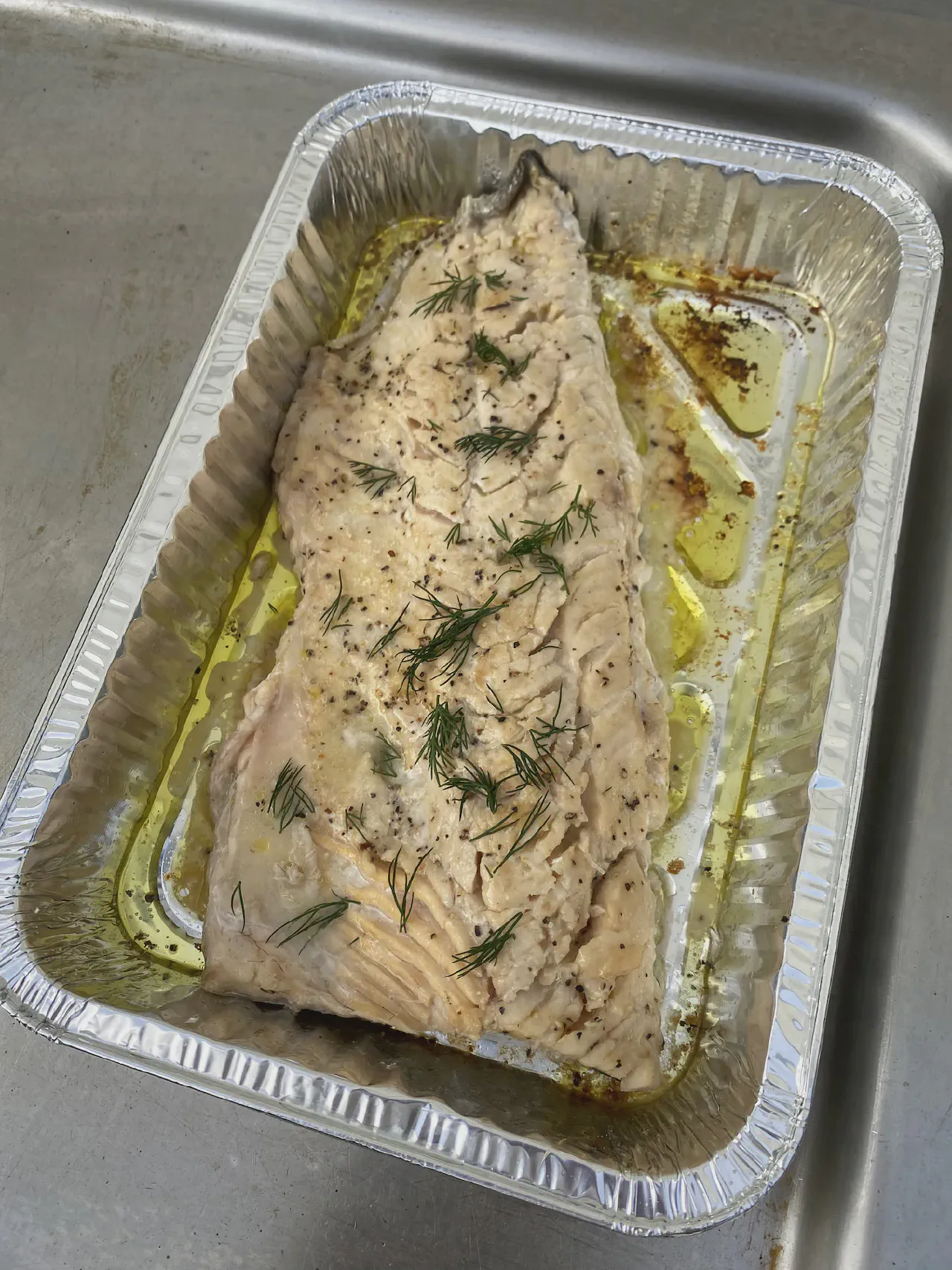 Cooking the fish on the barbeque