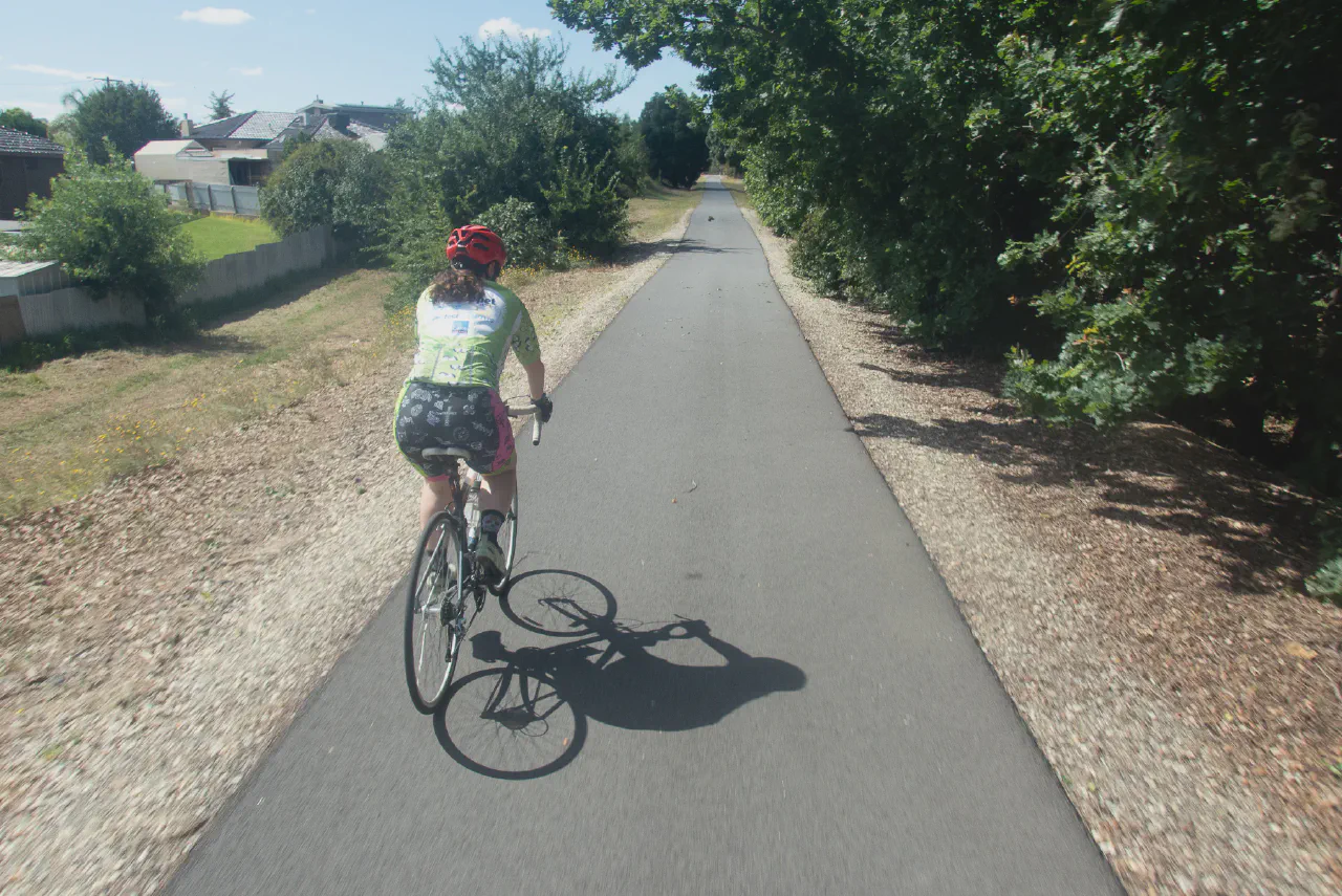 Danielle riding along the Wodonga bike paths