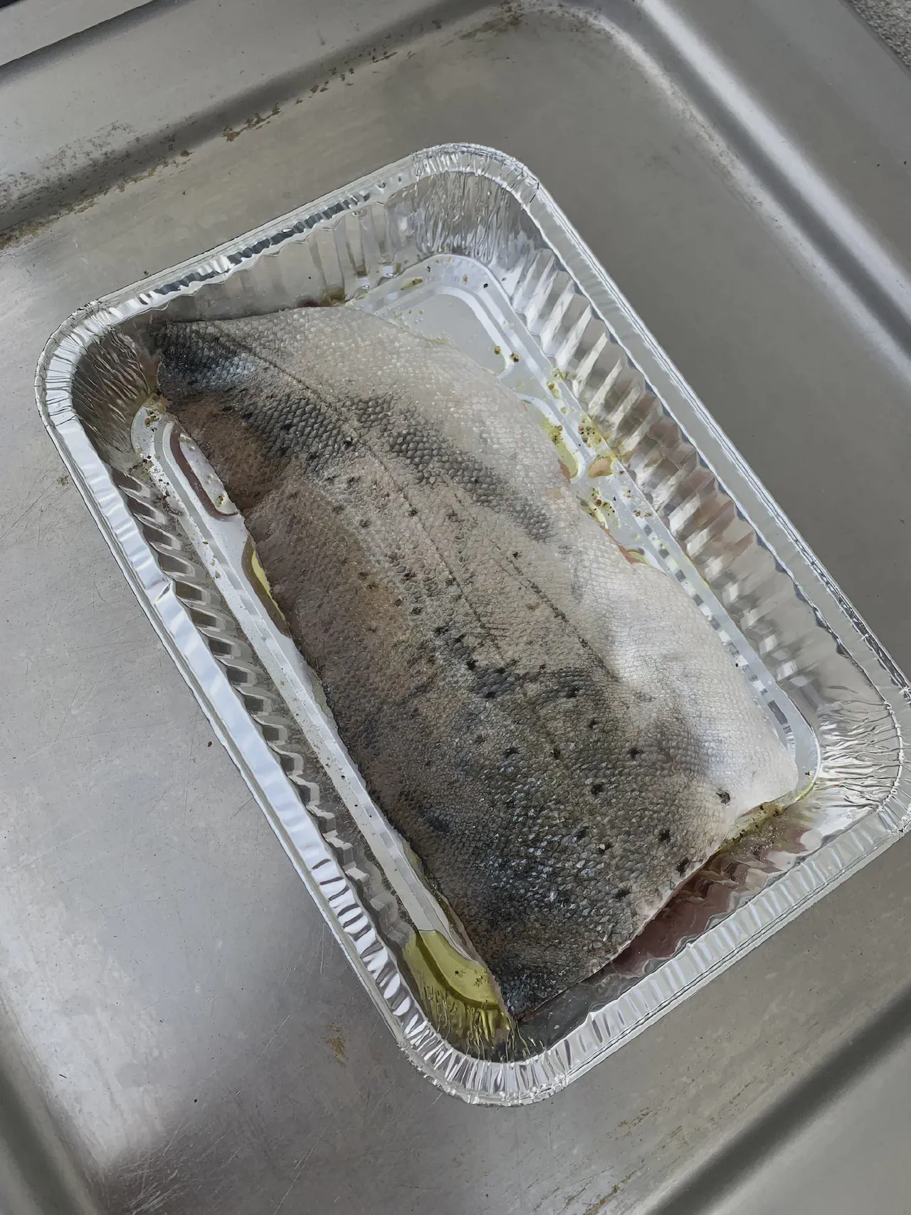 Cooking the fish on the barbeque