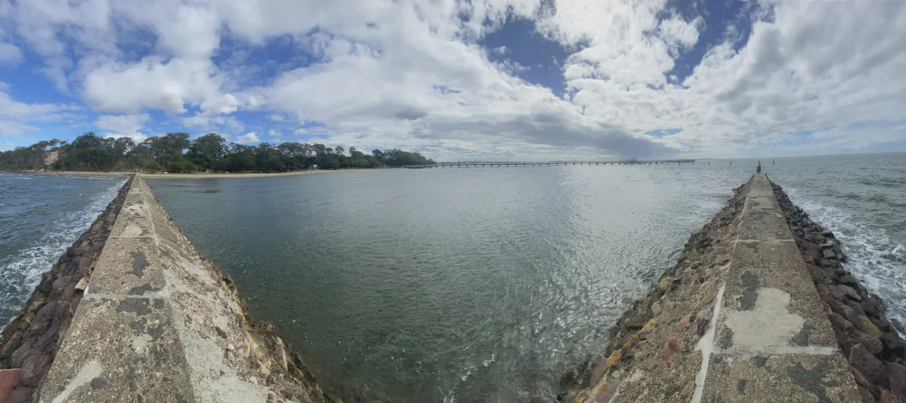 FIshing the rock wall at Shorncliffe