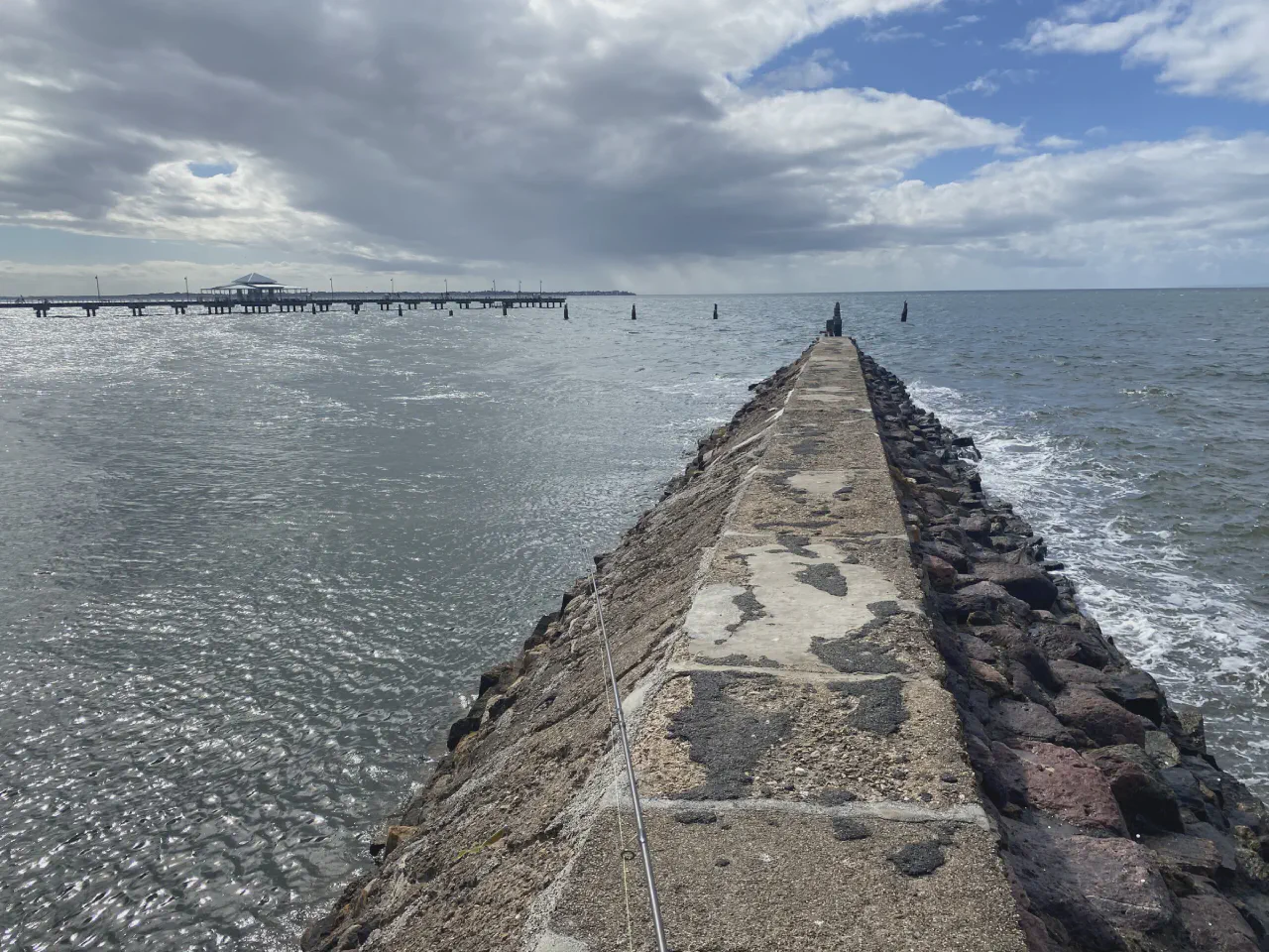 Rock wall next to Shorncliffe Pier