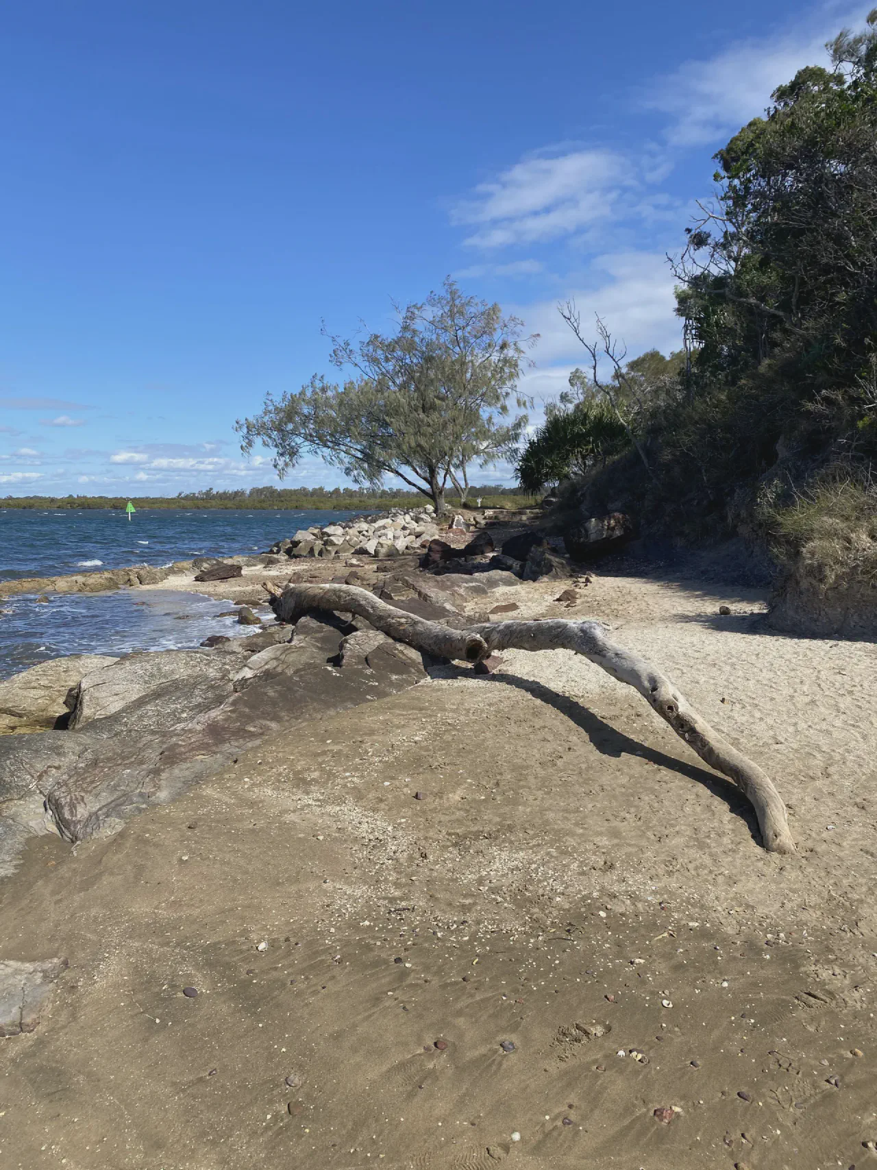 Walking around the point to Cabbage Tree Creek