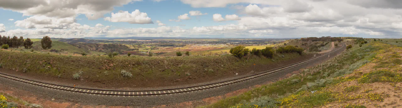Panoramic view from the top of the hill at Ironbark Road