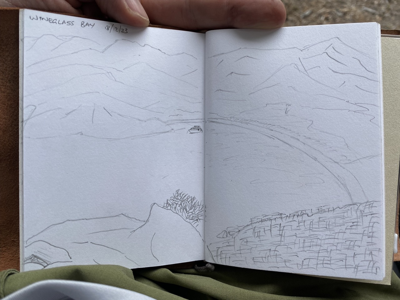 A sketch I made of the view whilst having my lunch.