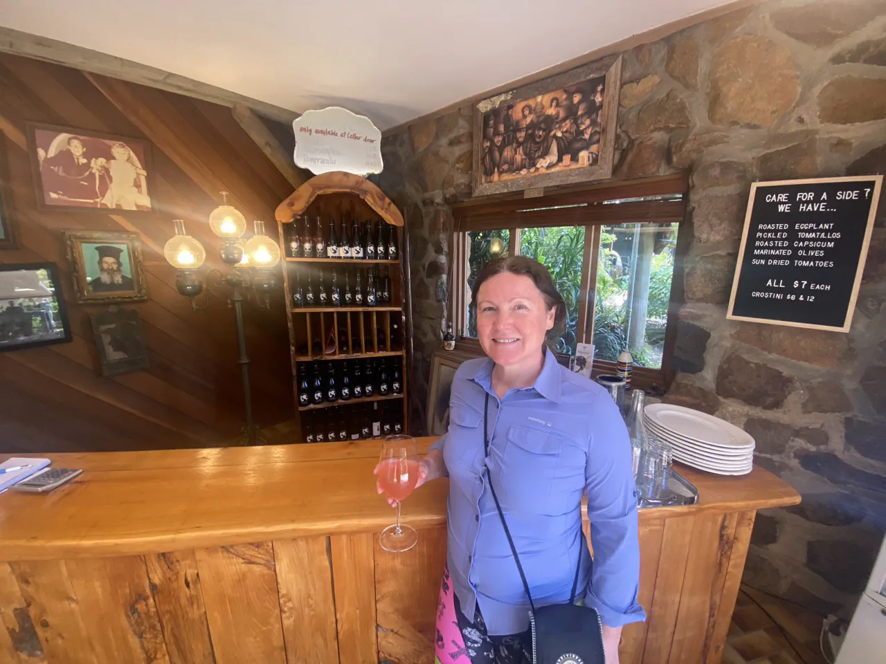 Danielle with a Pet Nat at Marion&rsquo;s Vineyard cellar door